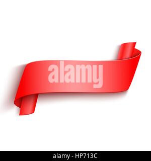 Vector 3d Red Curved Paper Banner Isolated on White Background. Easy Paste to Any Background Stock Vector