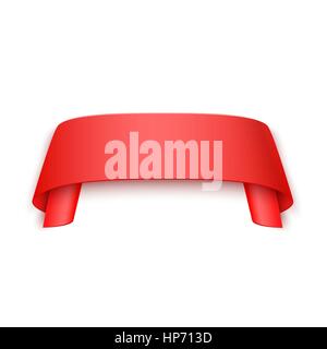 Vector 3d Red Curved Paper Banner Isolated on White Background. Easy Paste to Any Background Stock Vector