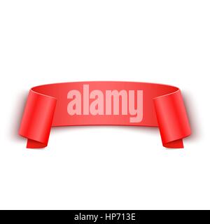 Vector 3d Red Curved Paper Banner Isolated on White Background. Easy Paste to Any Background Stock Vector