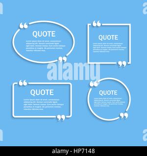 Quote outline frames with commas set , vector template Stock Vector