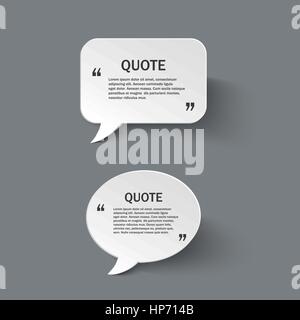 Quote form on paper speech bubbles with shadow, vector design template Stock Vector