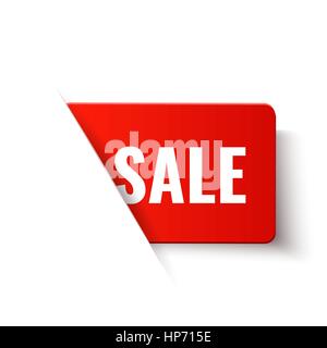 Sale - vector red label in paper style Stock Vector