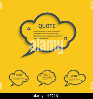 Quote line cloud speech bubbles set, vector template Stock Vector