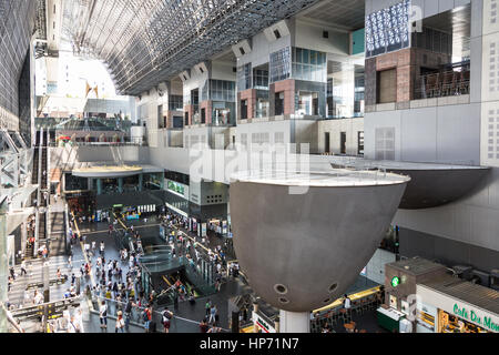 KYOTO, JAPAN - AUGUST 13, 2015: The main JR railway station in Kyoto, which is an exemple of modern Japanese architecture. Stock Photo