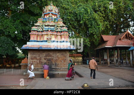 Varkala, India - November 5, 2015 - People praying at holy place Janardhana Swami Temple in Varkala, Kerala, South India Stock Photo