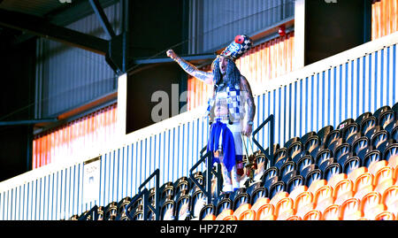 Portsmouth fan John Portsmouth Football Club Westwood during the Sky Bet League 2 match between Barnet and Portsmouth at The Hive Stadium in London. February 18, 2017. Editorial use only. No merchandising. For Football images FA and Premier League restrictions apply inc. no internet/mobile usage without FAPL license - for details contact Football Dataco Stock Photo