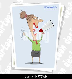 Ugly and angry looking senior cartoon Stock Vector