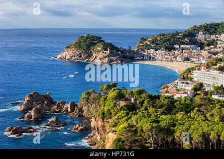 Tossa de Mar, resort coastal town on Costa Brava at Mediterranean Sea in Catalonia, Spain, Europe Stock Photo