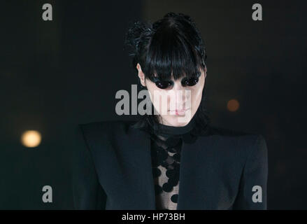 Models during the Gareth Pugh Autumn/Winter 2017 London Fashion Week show at Collins' Music Hall, London. PRESS ASSOCIATION. Picture date: Saturday February 18, 2017. Photo credit should read: Isabel Infantes/PA Wire Stock Photo