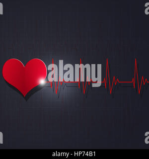 heart pulsating rhythm graph abstract red background Stock Photo - Alamy