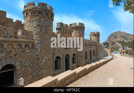 Abandoned Coastal Defence and Entrance to the Gun Bateries of Castillito at Cabo Tinoso cape, Cartagena, Murcia, South Eastern Spain. Stock Photo