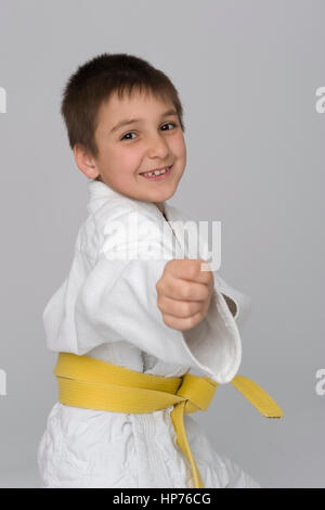 Model released, Junge, 8, macht Judo - boy does judo Stock Photo