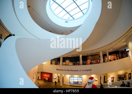 Spiral staircase in Museum of Liverpool on Liverpool's historic waterfront, UK (taken with fish eye lens) Stock Photo