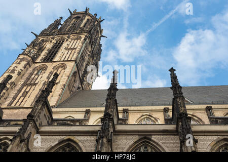View at Salvator church with black soot in Duisburg, Germany Stock Photo