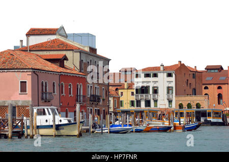 Island of Murano in the lagoon of Venice with a view of the Canale di San Donato in Italy. Stock Photo