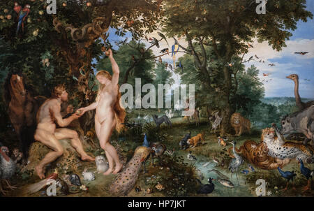 Jan Brueghel I and Peter Paul Rubens The Garden of Eden with the Fall of Man 1615 - Mauritshuis Museum The Hague Stock Photo