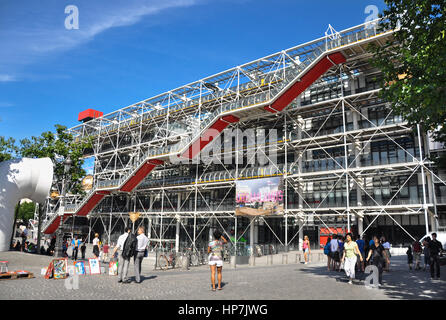 Entrance of the Centre Pompidou, glass and steel front, Paris, France ...