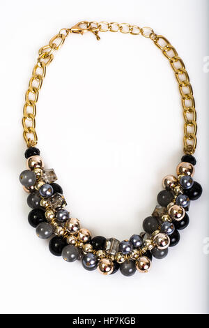 Jewelry necklace of colored beads. Studio Photo Stock Photo