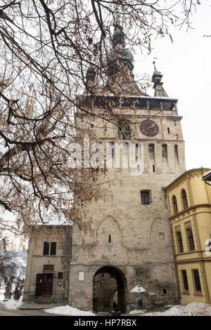 The Medieval Town of Sighisoara, Romania,an UNESCO Heritage Site, known for being being connected to 'Vlad Dracula The Impaler', the son of Draculea. Stock Photo