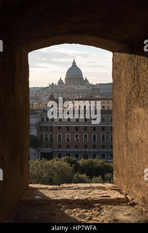 View of St. Peter's Basilica from Castel Sant Angelo Stock Photo