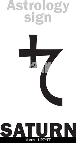 Astrology Alphabet: SATURN, classic major social planet. Hieroglyphics character sign (single symbol). Stock Vector