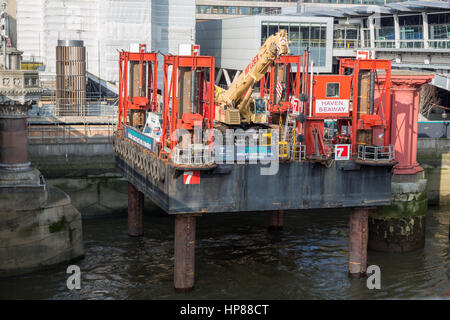 Construction work on the Thames Tideway Tunnel, Blackfriars Bridge, London, UK Stock Photo