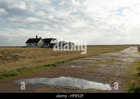 Wartime concrete road, Shingle Street, Suffolk, UK. Stock Photo