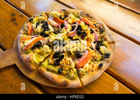 Vegetable Pizza on Peel Stock Photo