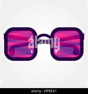 Glasses with a colored triangles forming a gradient, purple to pink. Stock Vector