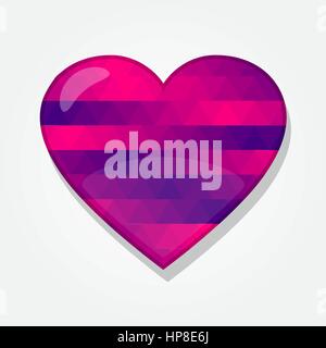 Heart shape with a colored triangles forming a gradient, purple to pink. Stock Vector