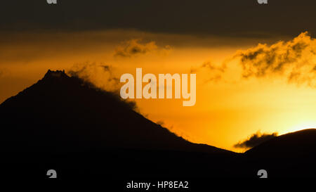 Sunrise Over volcanoes of Kamchatka Peninsula Stock Photo