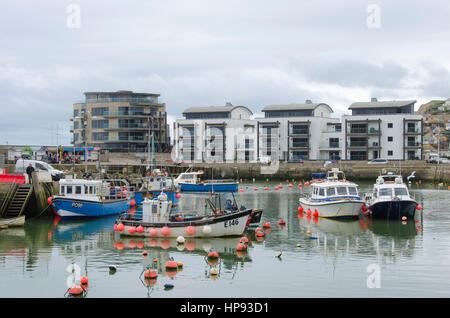 West Bay, Dorset, UK. 20th Feb, 2017. Work begins at West Bay Harbour in Dorset to repair and strengthen the historic harbour walls which have become weak and on the verge of collapse. West Bay has become famous for its starring roll in the hit ITV series Broadchurch, which is due to be aired on tv again on Monday 28th February 2017. Picture Credit: Graham Hunt/Alamy Live News Stock Photo