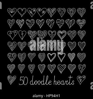 set of 50 vector cartoon doodle hearts Stock Vector Image & Art - Alamy