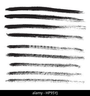 Set of different grunge brush strokes and stains. Vector illustration. Stock Vector