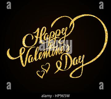 Happy Valentines Day black and gold luxury banner with abstract golden ...