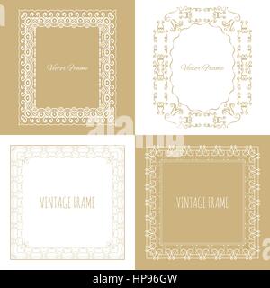 set of calligraphic abstract square frame decorative Line art Scroll  vintage ornate frame borders and page border design elements for weddings,  invitations, banners, greeting card Vector art 22524630 Vector Art at  Vecteezy