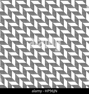 Seamless pattern. Classical pixel texture with small squares in the form of zigzag. Repeating geometrical shapes, parallelograms, squares. Monochrome. Stock Vector