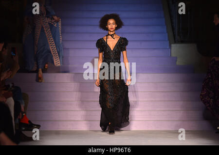 Models on the catwalk during the Temperley Autumn/Winter 2017 London Fashion Week show at Banking Hall, London. PRESS ASSOCIATION Photo. Picture date: Sunday February 19th, 2017. Photo credit should read: Matt Crossick/PA Wire. Stock Photo