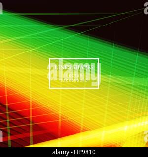Modern technology striped abstract background vector. Yellow red stripes waves lines for presentation, banner, brochure, poster, website, and flyer de Stock Vector