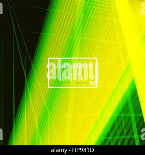Modern technology striped abstract background vector. Green yellow stripes waves lines for presentation, banner, brochure, poster, website, and flyer  Stock Vector