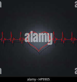 heart pulsating rhythm graph abstract red background Stock Photo - Alamy
