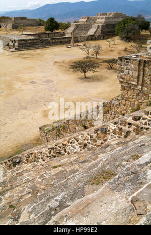Mayan city ruins in Monte Alban near Oaxaca city on Mexico, UNESCO World Heritage Stock Photo