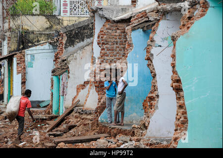 INDIA Odisha Orissa Raygada, by police demolished houses to broaden the road Stock Photo