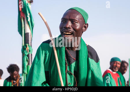 SUDAN, OMDURMAN: Every Friday the sufis of Omdurman, the other half of Northern Sudan's capital Khartoum, gather for their 'dhikr' - chanting and danc Stock Photo