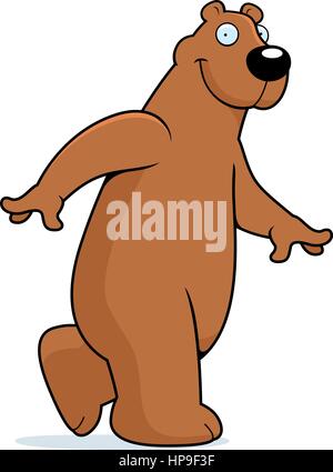 A happy cartoon bear walking and smiling. Stock Vector