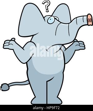 A cartoon elephant with a confused expression. Stock Vector