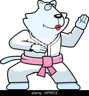 A cartoon cat doing karate in a gi. Stock Vector