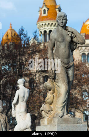 Views from Plaza Catalunya to Casa Rocamora on Passeig de Gracia, Barcelona, Catalonia, Spain Stock Photo