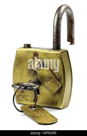 padlock isolated on white background Stock Photo