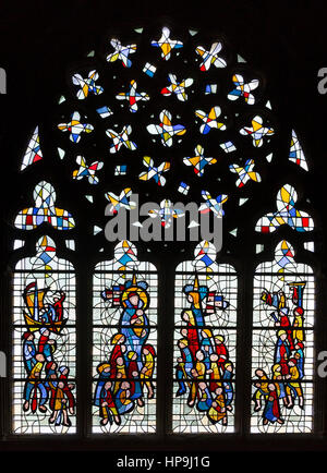 St. Tugdual Cathedral stained glass windows in Treguier, France Stock Photo